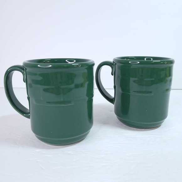 Longaberger Other - Set of 2 Longaberger Pottery Woven Traditions Ivy Green 12 oz Coffee Mugs